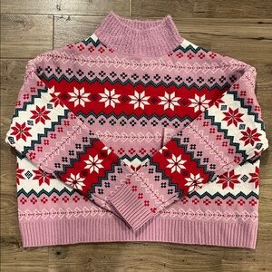 33 Degrees Pink and Red Women's Turtleneck Sweater